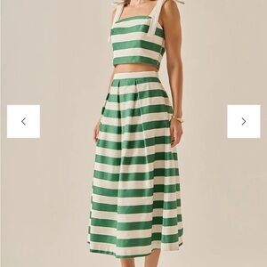 English Factory Green and White Striped Skirt. Skirt only.